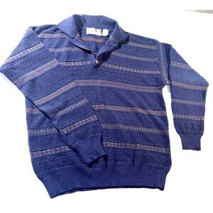 Vintage Florence Tricot Italian Knit Sweater Dark Blue M 70% Acrylic 30% Wool Bu